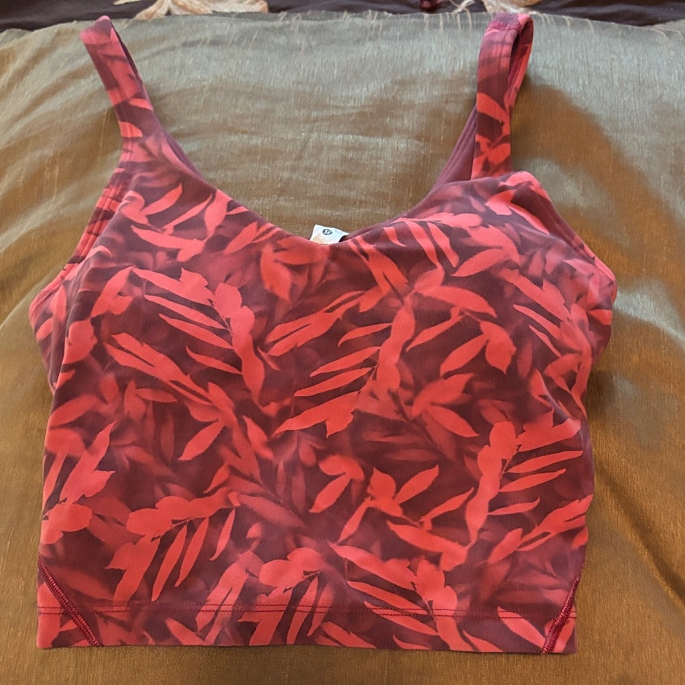 Lululemon Athletica Red Leaf Pattern Tank Top